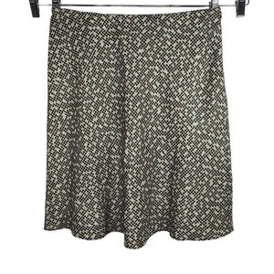 Charter Club Tan Black Blue Silk A-line Skirt Women Size 12P Lined Career Work